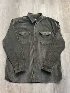 257–Royal Robbins Olive Green Men's Casual Button-Down Shirt